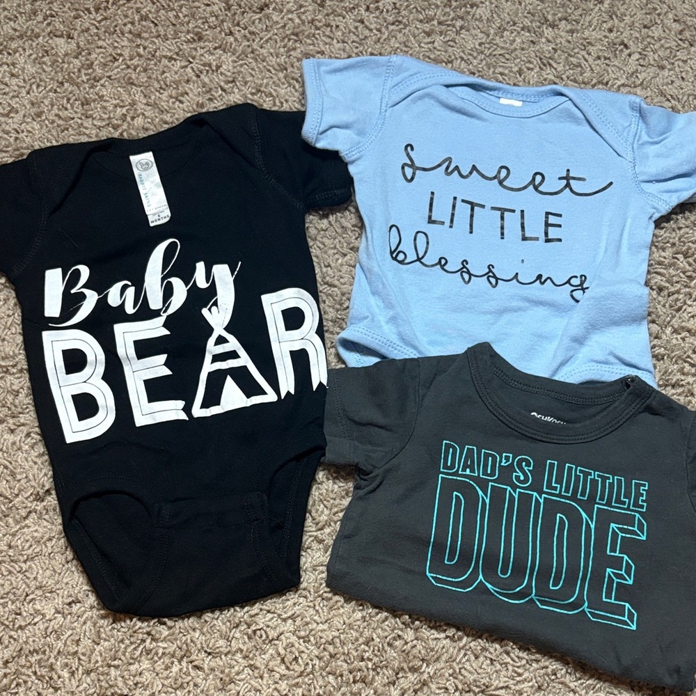 Bundle of size 6 month baby onesies
